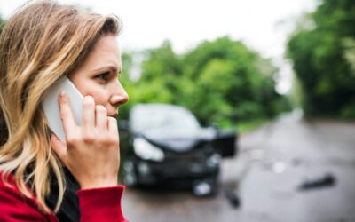 a woman in a car accident